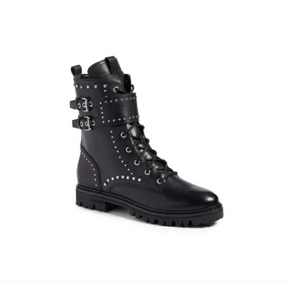 Marc Fisher Josette Belted Studded Moto Boots - Picture 2 of 5
